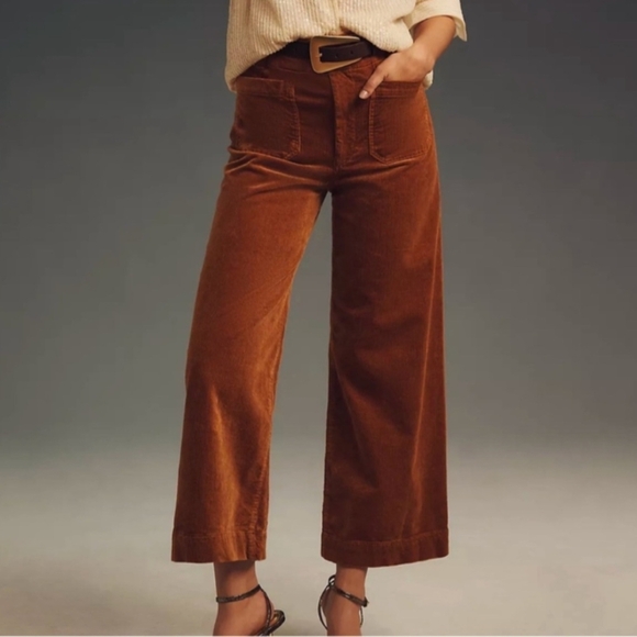 EUC Anthropologie Maeve The Colette Cropped Cord Wide Leg Bronze 31 Petite - Picture 8 of 8